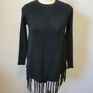 Estrna Jane black fringed sweater size medium